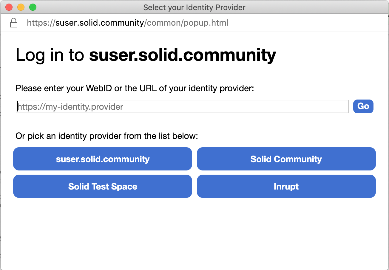 Select your Identity Provider dialog