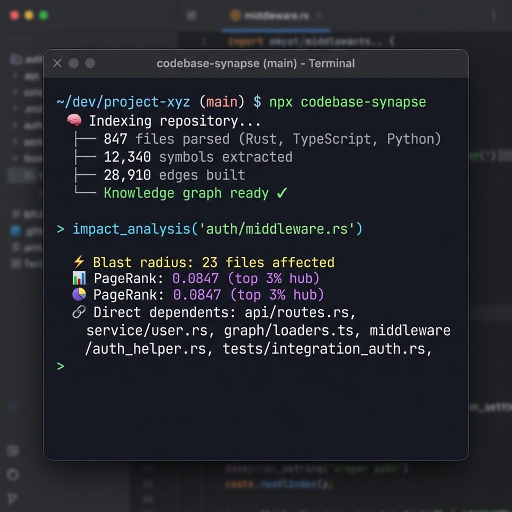 Codebase Synapse demo — indexing and impact analysis