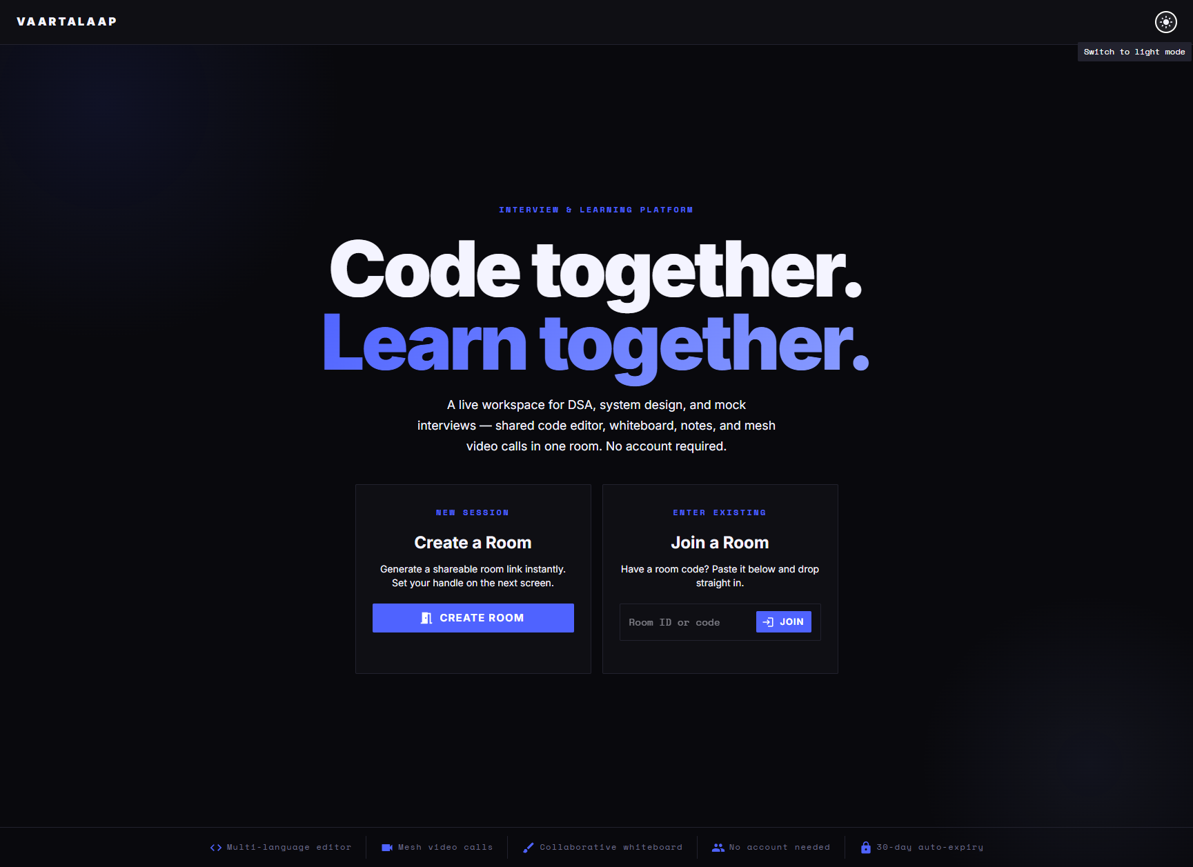 Vaartalaap landing page