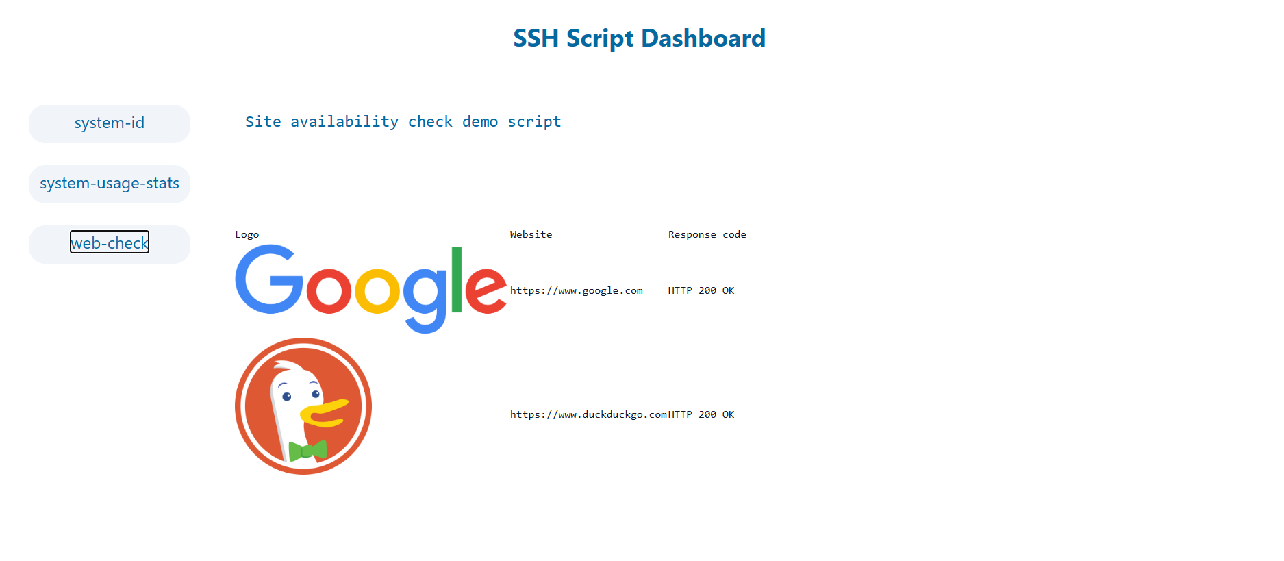 ssh script dashboard