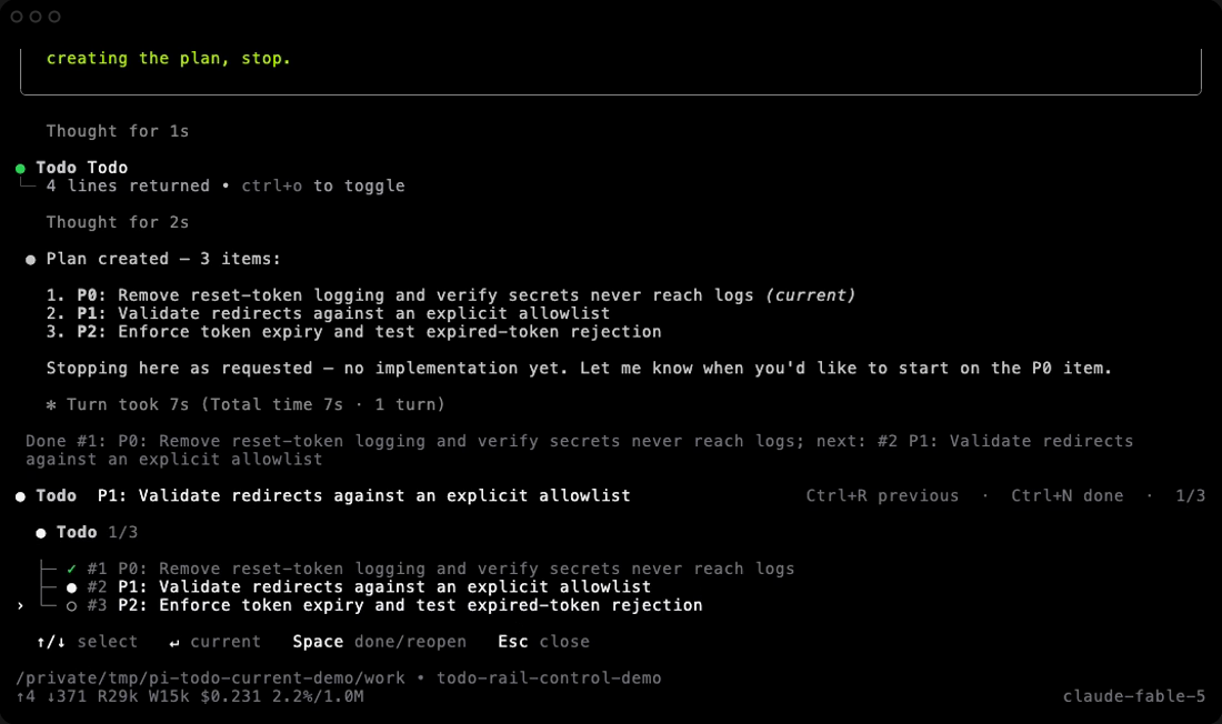 Real current-config Pi capture showing the human selection on P2 while the shared current task remains P1