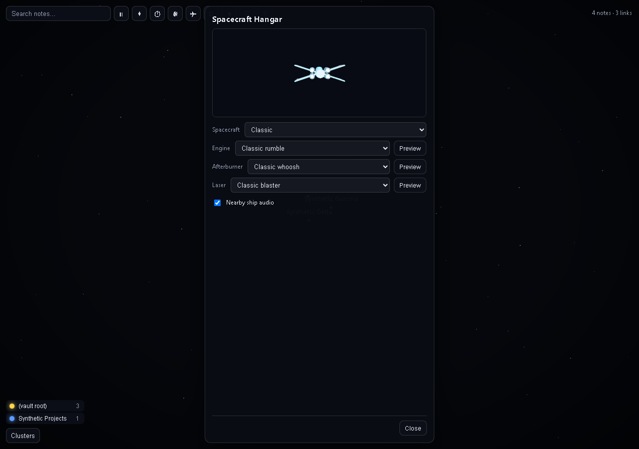 Spacecraft Hangar and audio choices