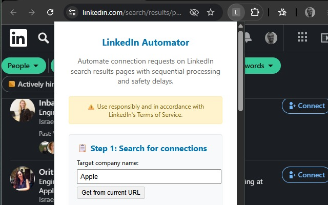 LinkedIn Connection Automator screenshot 1