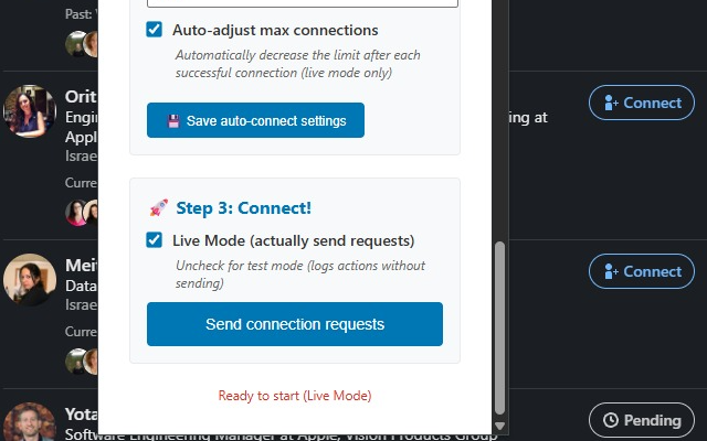 LinkedIn Connection Automator screenshot 2