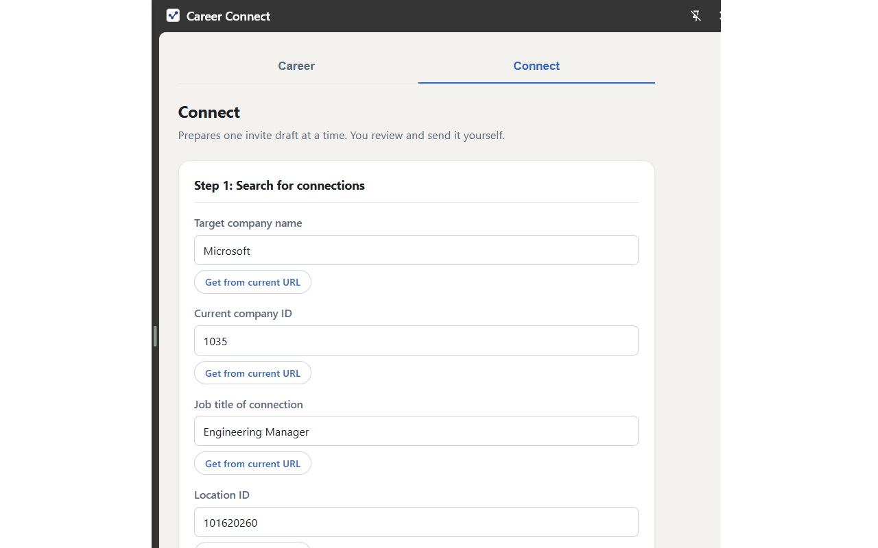 Career Connect - Connect tab - screenshot 1 of 2
