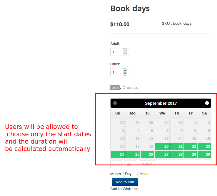 booking duration front