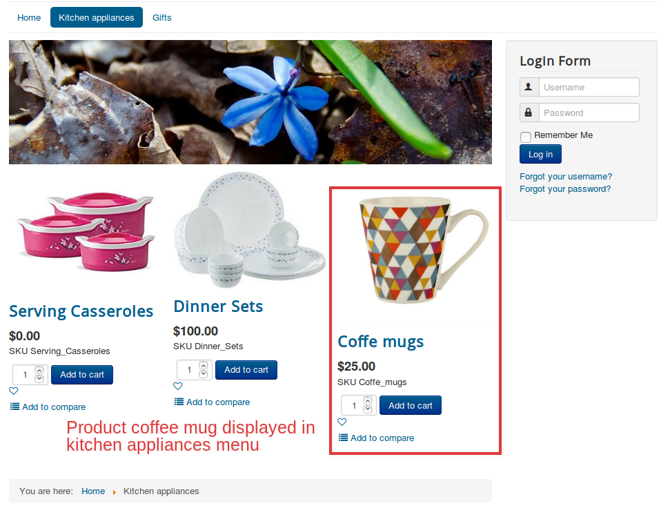 Kitchen frontend view