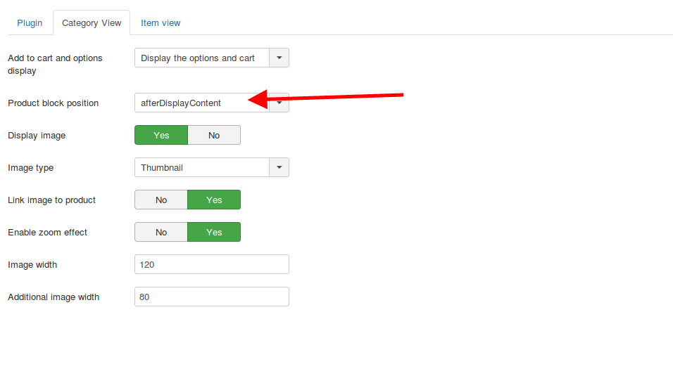 Content plugin settings