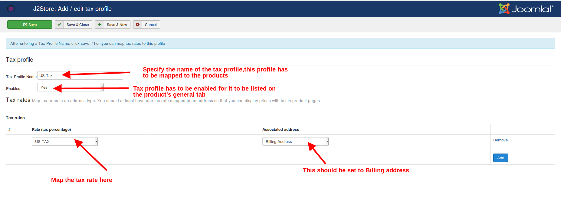 Adding details to tax profiles