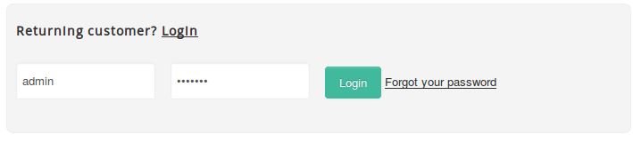 Easy checkout login form filled