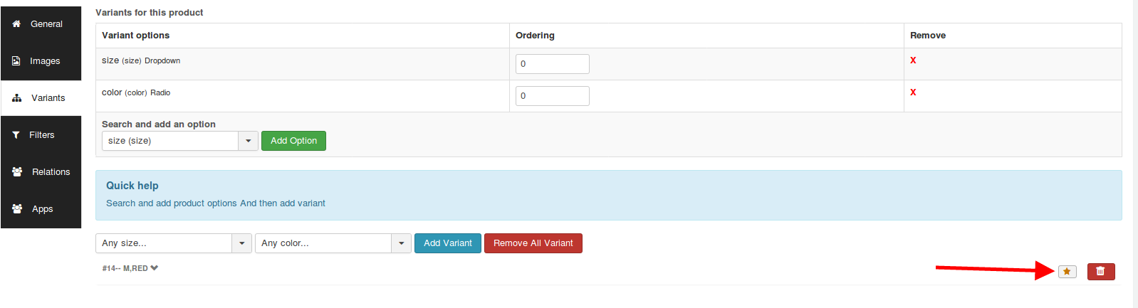Setting default variant