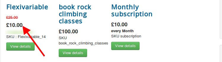 List view showing base price