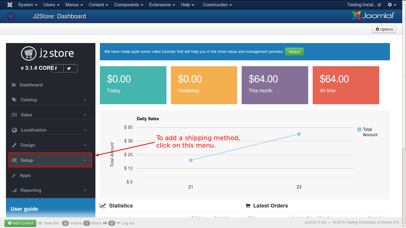 Flat rate per order dashboard