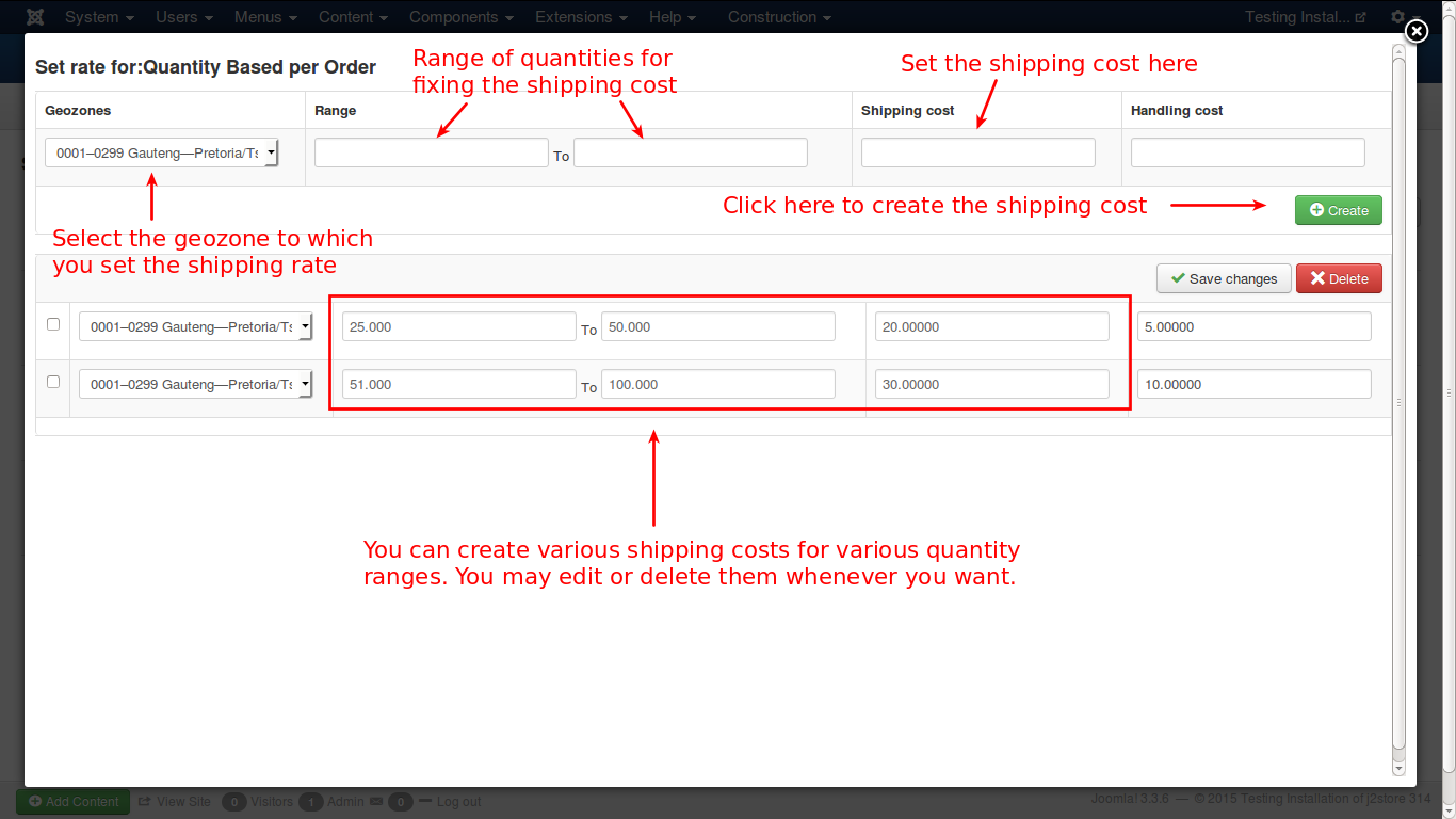 Quantity set rates
