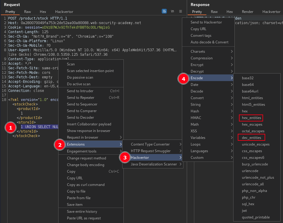 Web application firewall (WAF) bypass require obfuscate of malicious query with Hackvertor