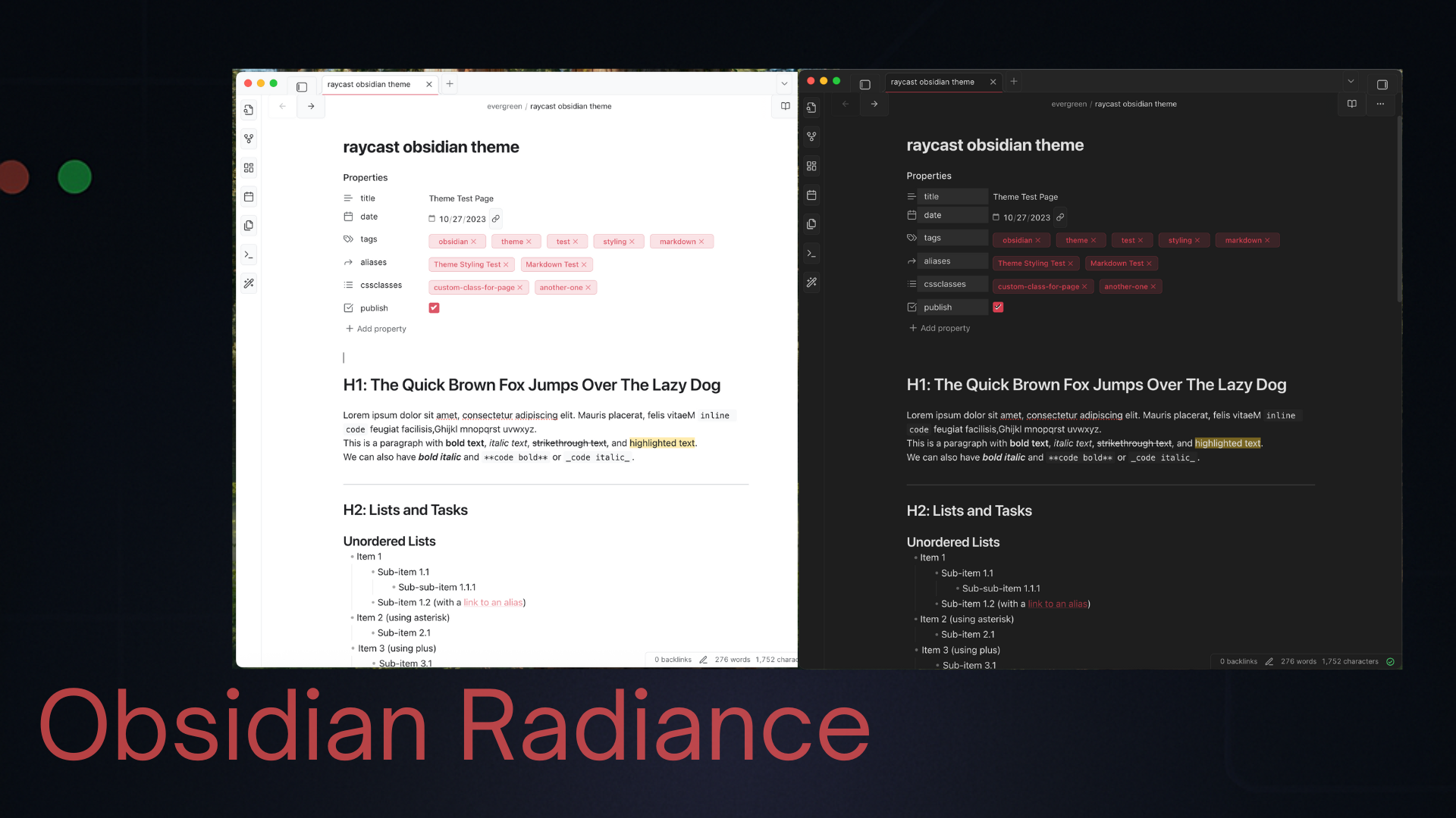 Radiance Theme Preview