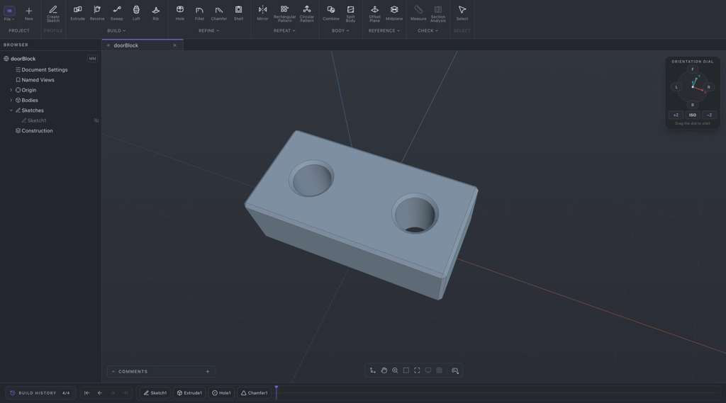 testPiece modeled in noBS CAD