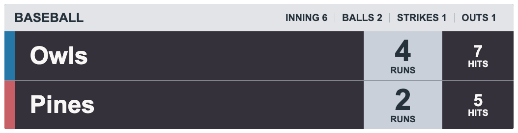 Aubergine Cloud Scorebank — BASEBALL Compact scorebug