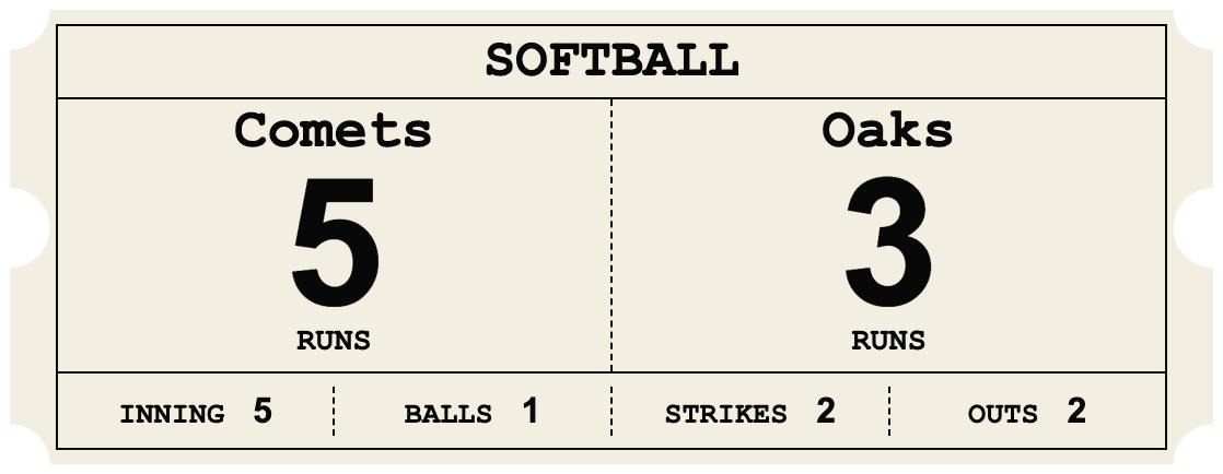 Carbon Copy Ticket — SOFTBALL Duplex