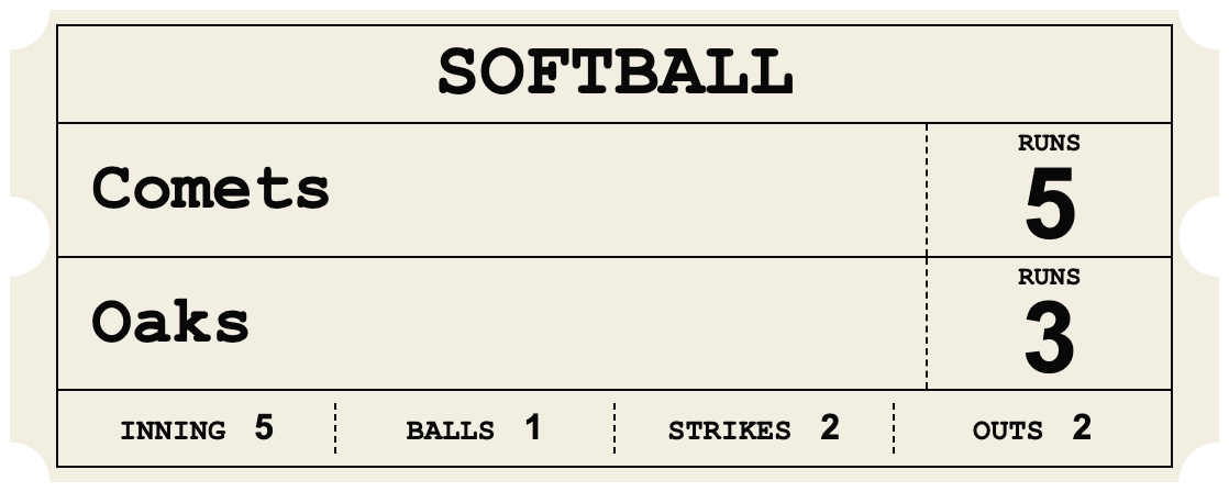 Carbon Copy Ticket — SOFTBALL Stacked