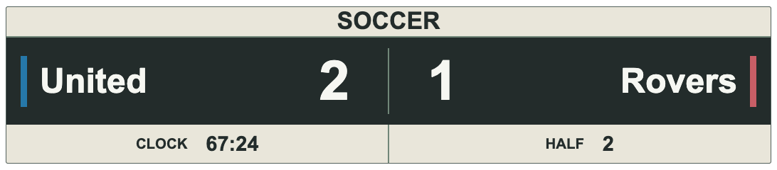 Charcoal Ivory Open Score — SOCCER Horizontal lower-third
