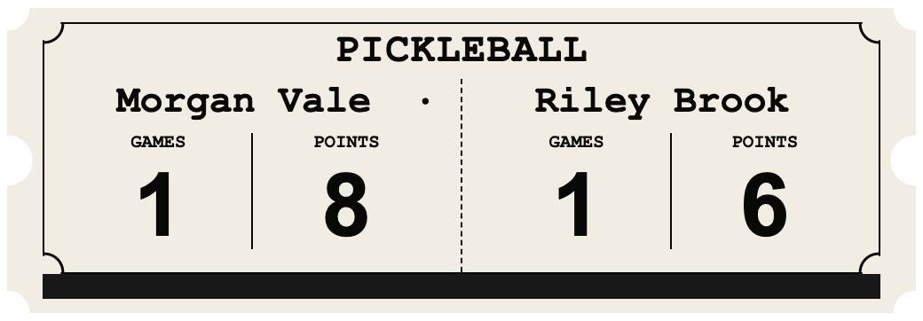 Carbon Copy Ticket — PICKLEBALL Duplex