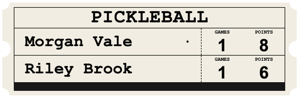 Carbon Copy Ticket — PICKLEBALL Stacked