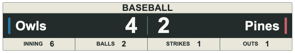 Charcoal Ivory Open Score — BASEBALL Horizontal lower-third