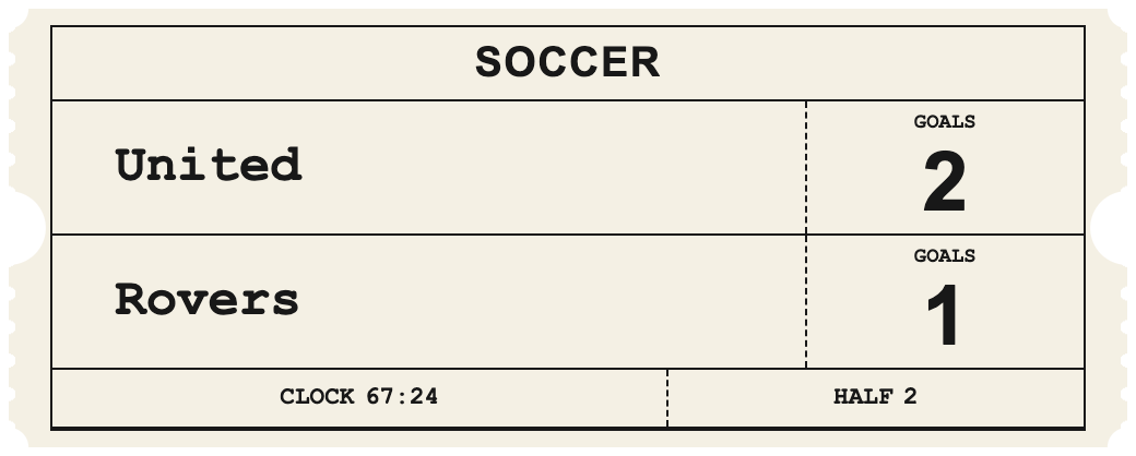 Carbon Copy Ticket — SOCCER Stacked