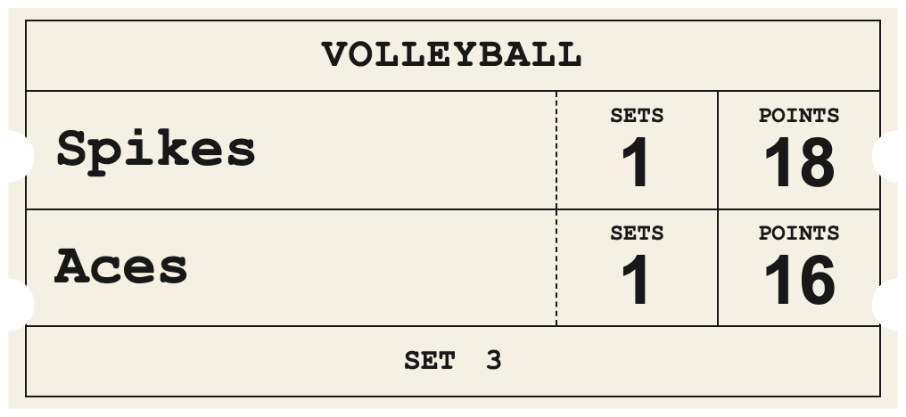 Carbon Copy Ticket — VOLLEYBALL Stacked