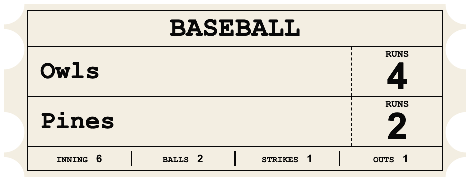 Carbon Copy Ticket — BASEBALL Stacked