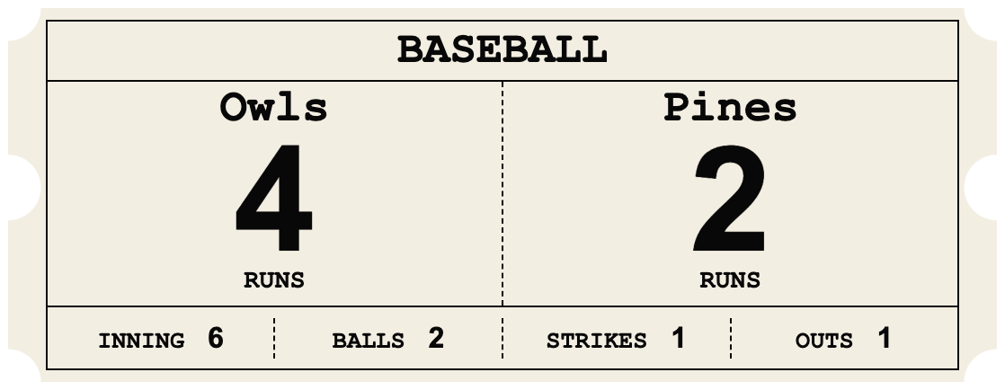 Carbon Copy Ticket — BASEBALL Duplex