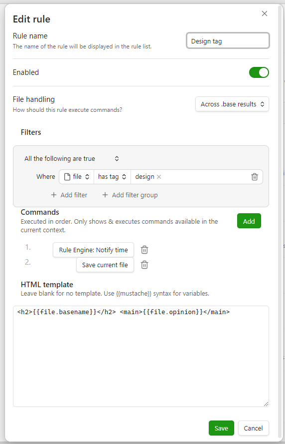 edit rule modal
