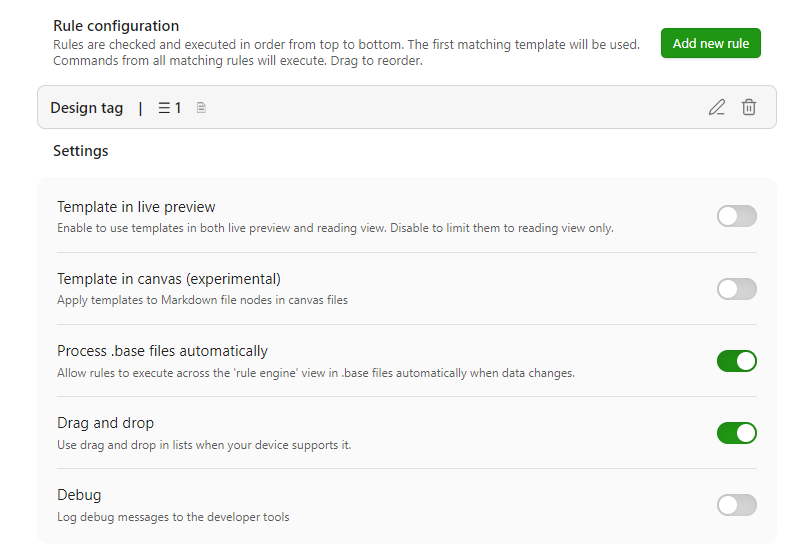 settings menu