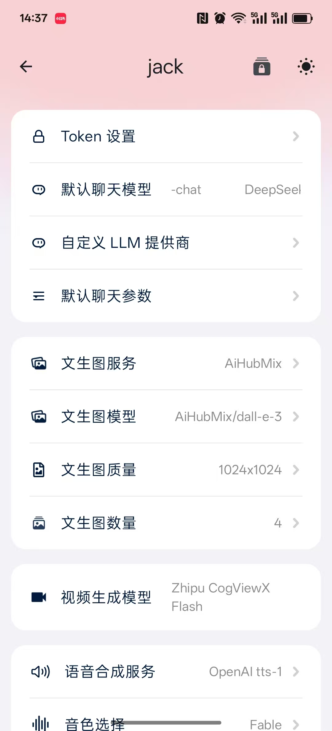 Settings Interface