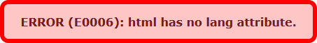 E0006 error code for HTML element without a lang attribute