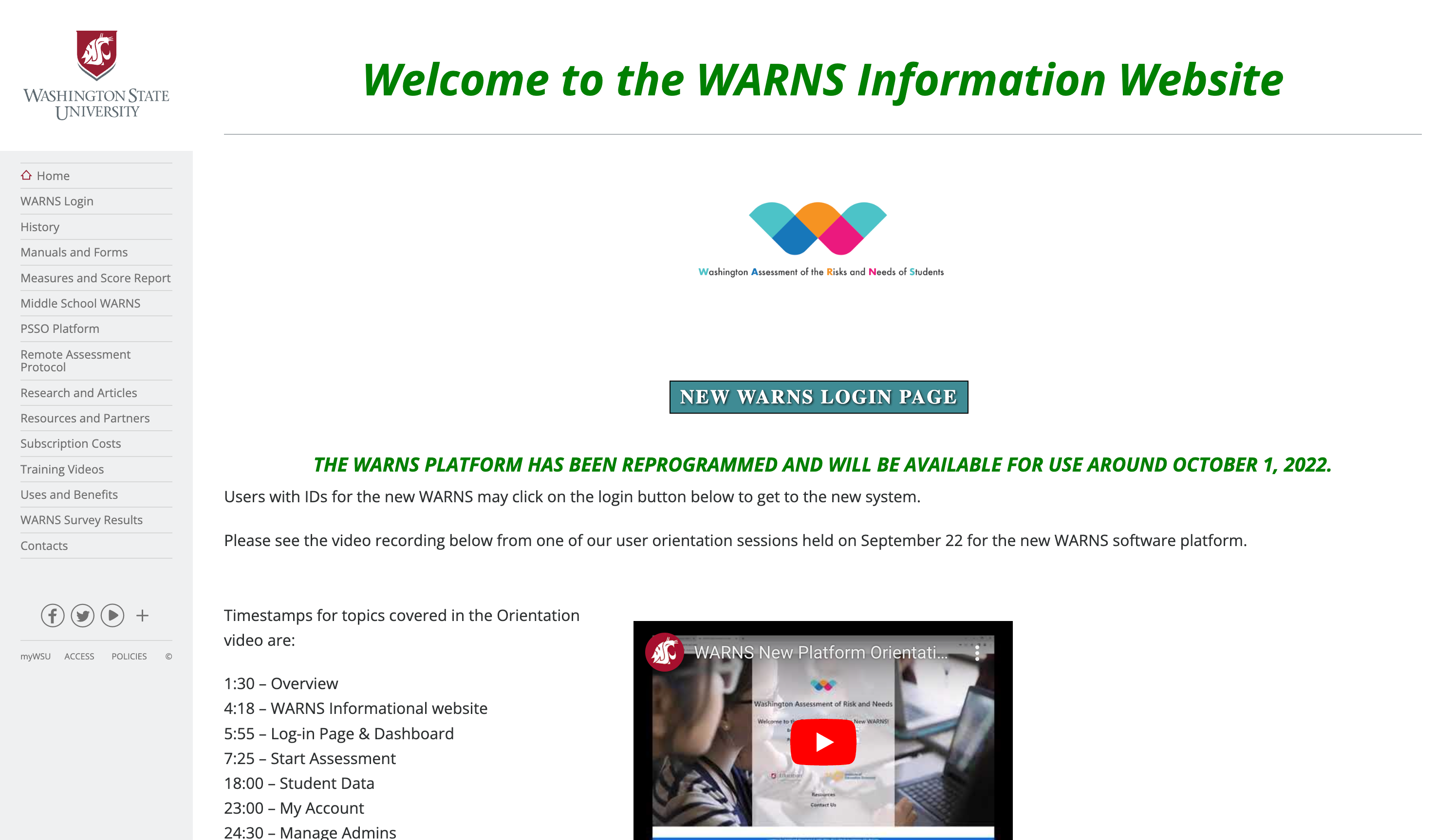 Old WARNS Website