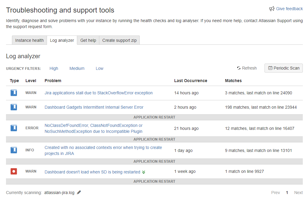 Support Tools Output