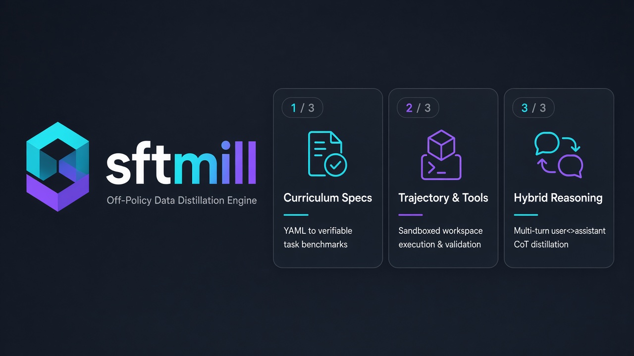 sftmill — Off-Policy SFT Data Distillation Engine