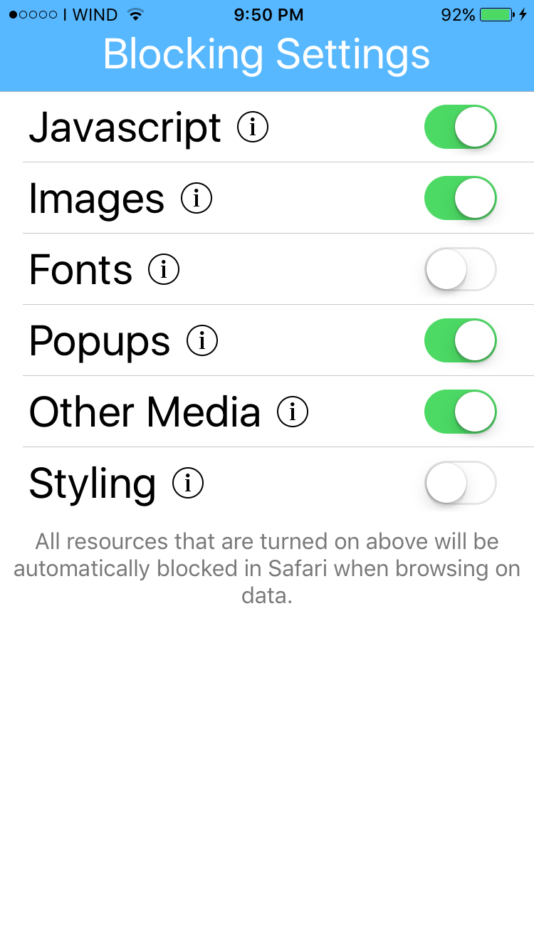 Screenshot of app in use