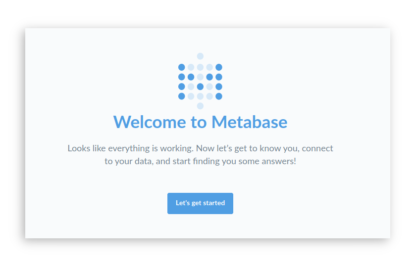 Metabase login screen