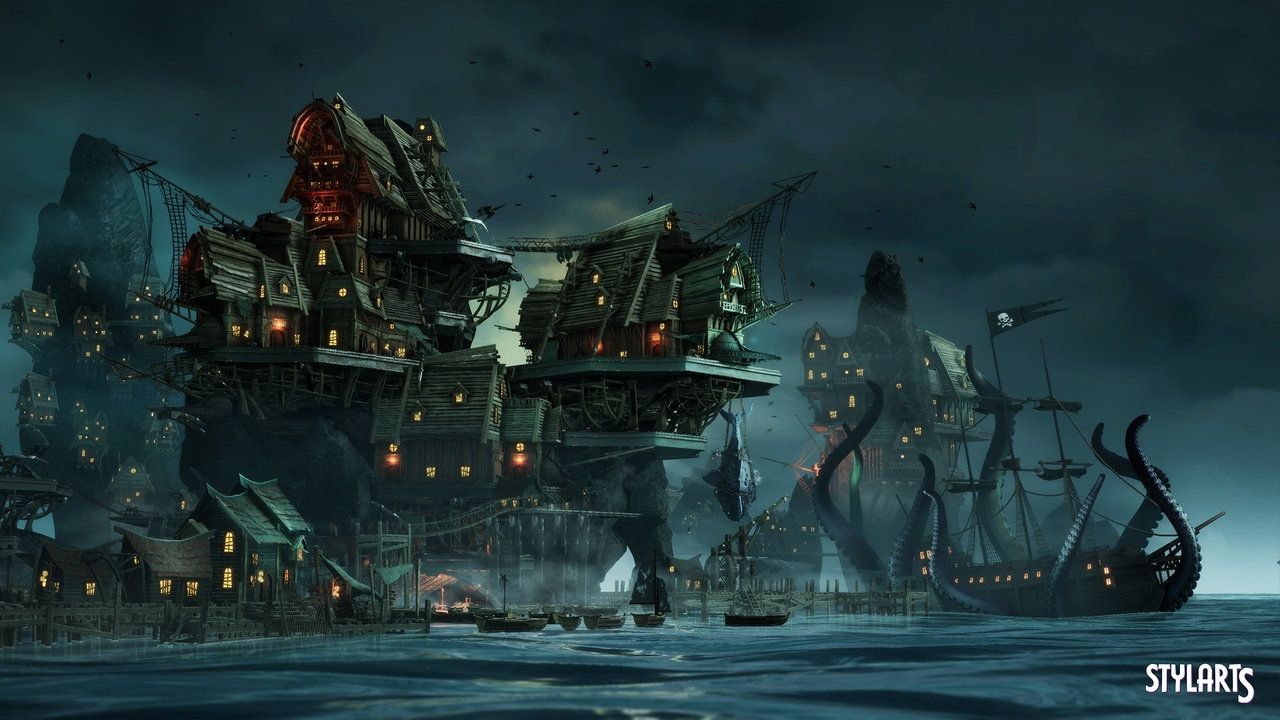 Stylized Pirate Port City (Modular)