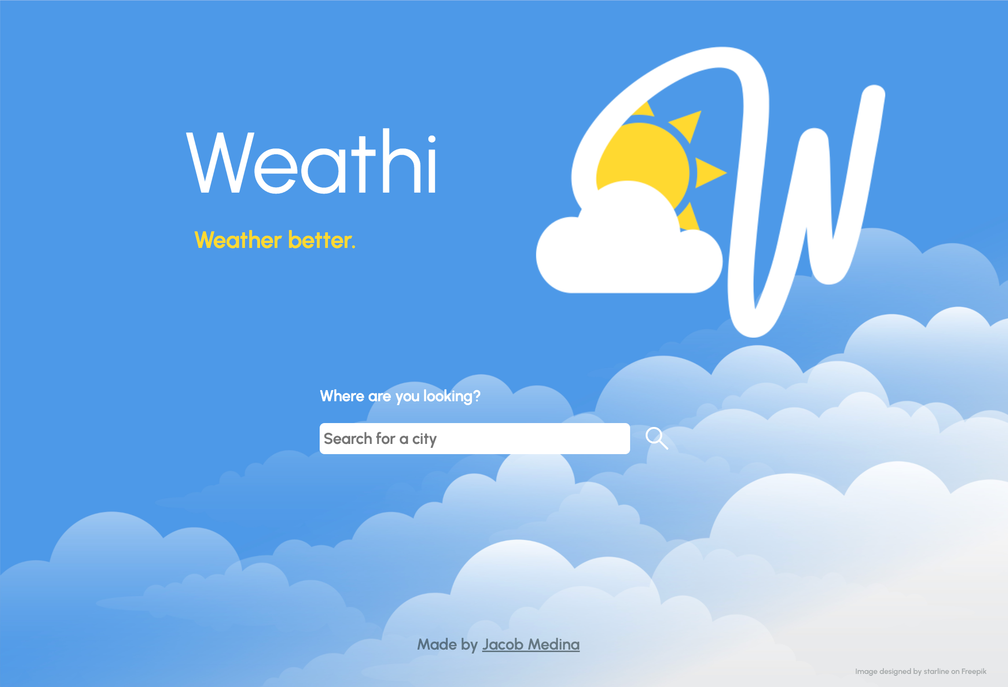 Weathi home page preview