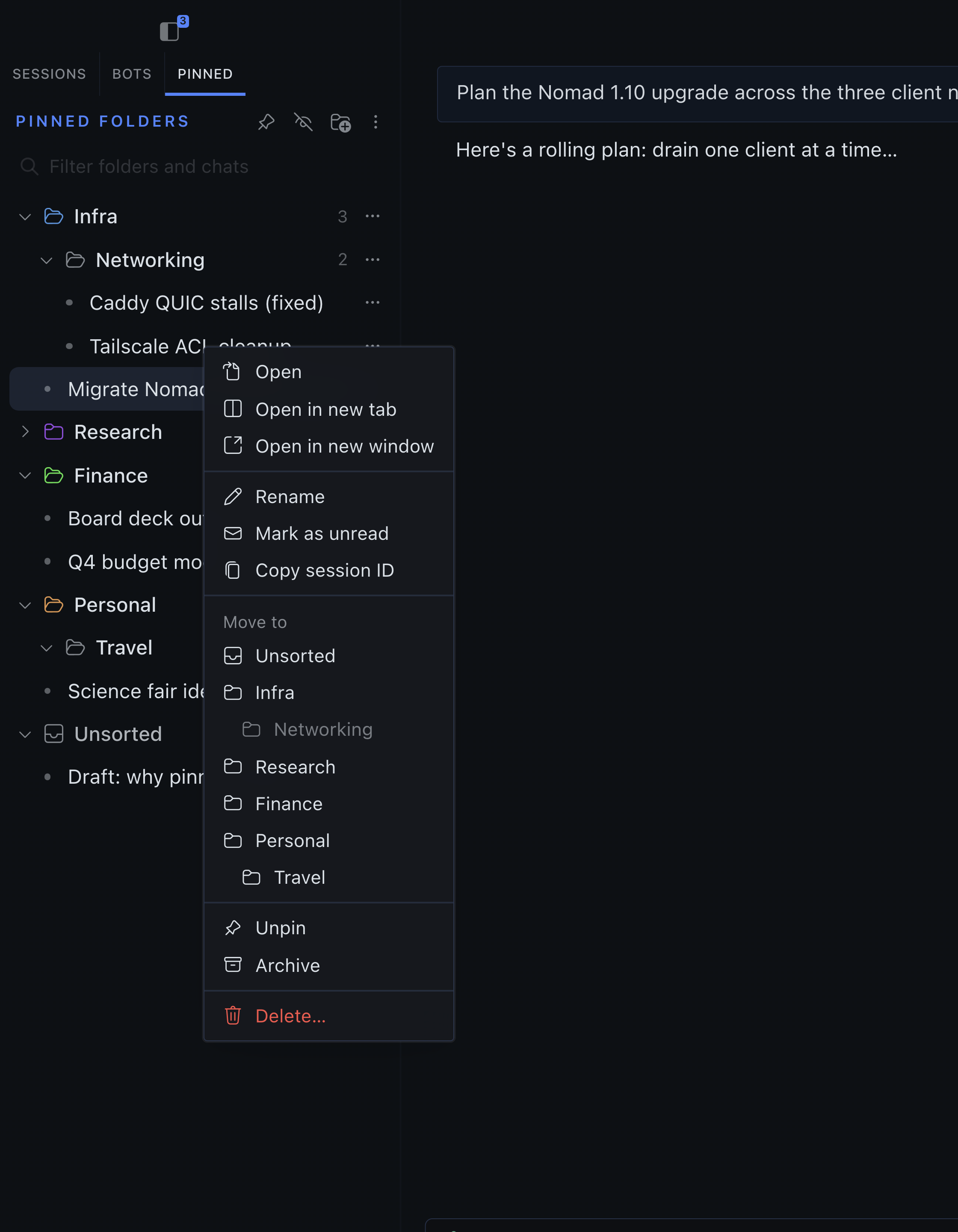Chat menu