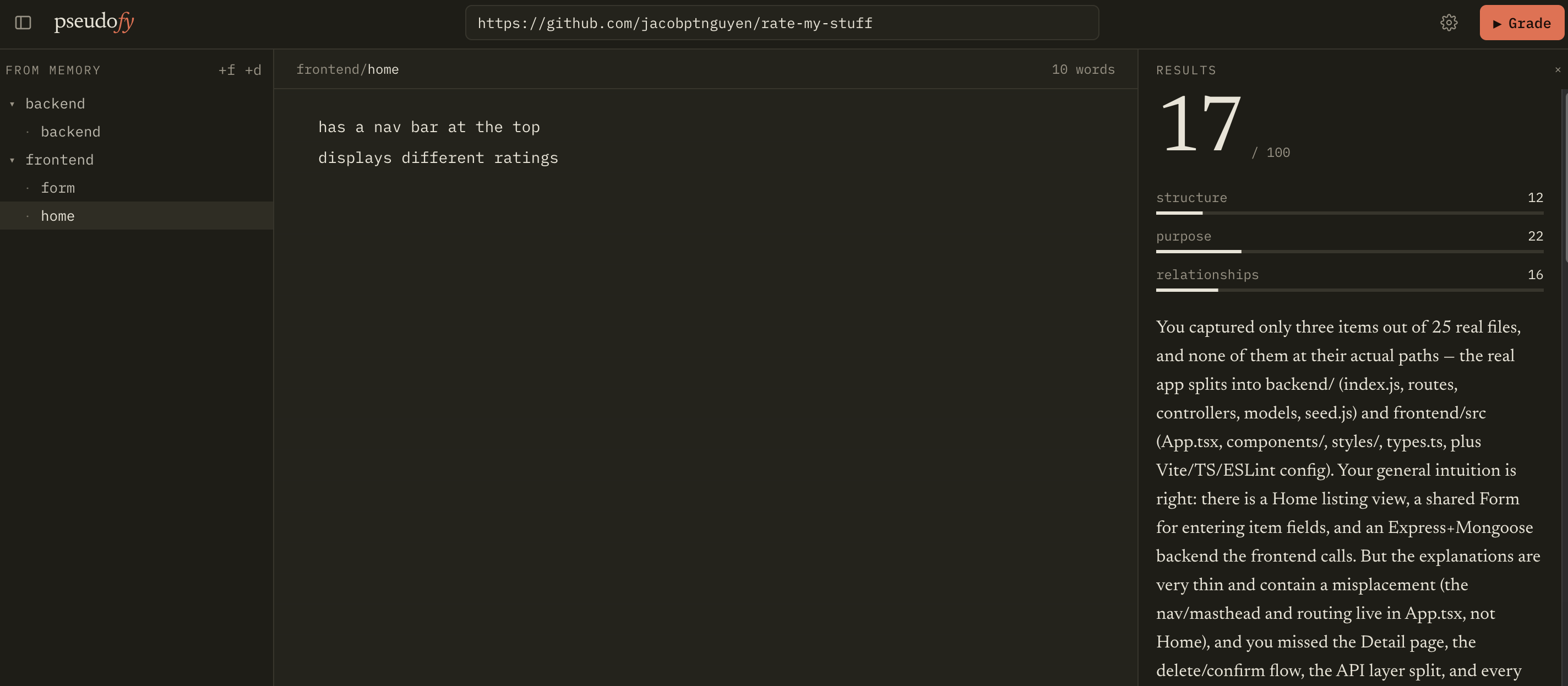 pseudofy grading a repo