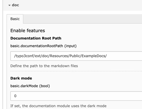 Extension Configuration