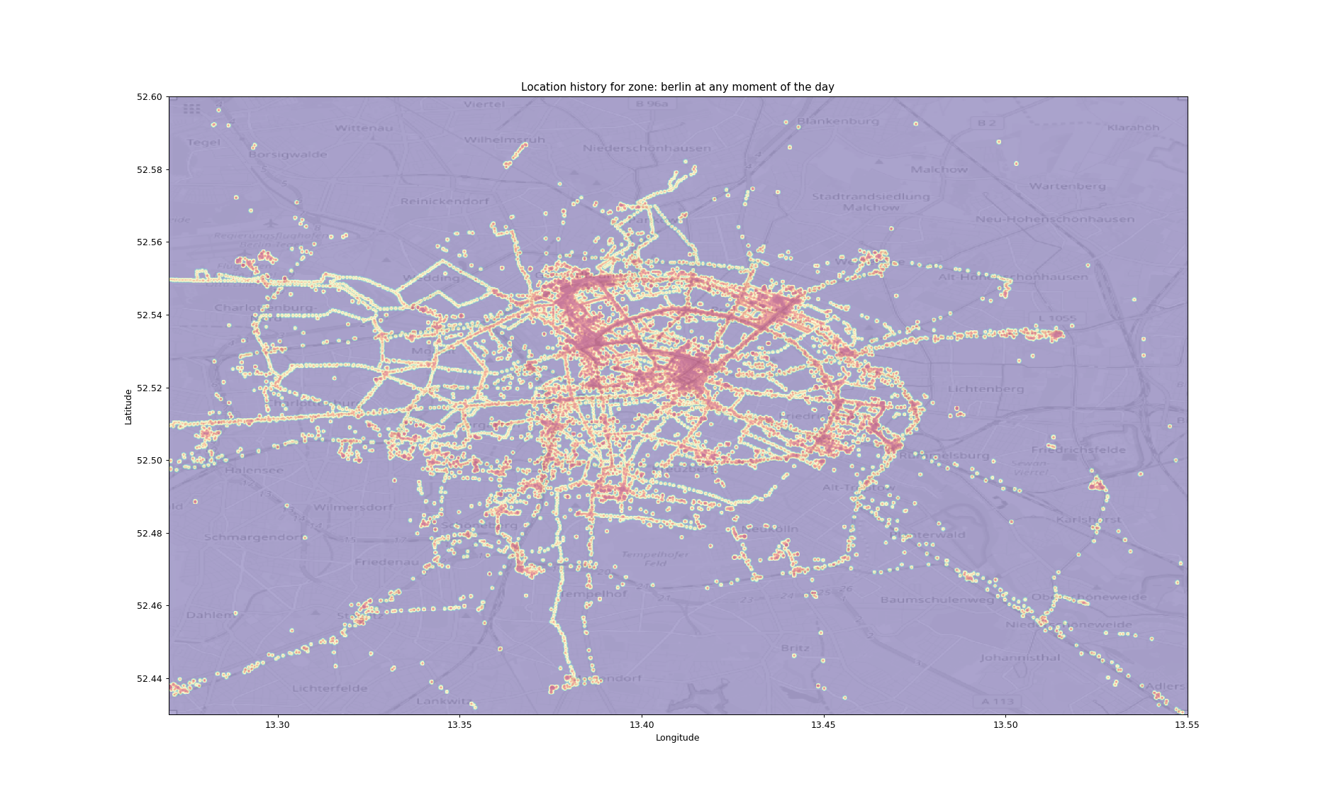 Heatmap of locations in Berlin