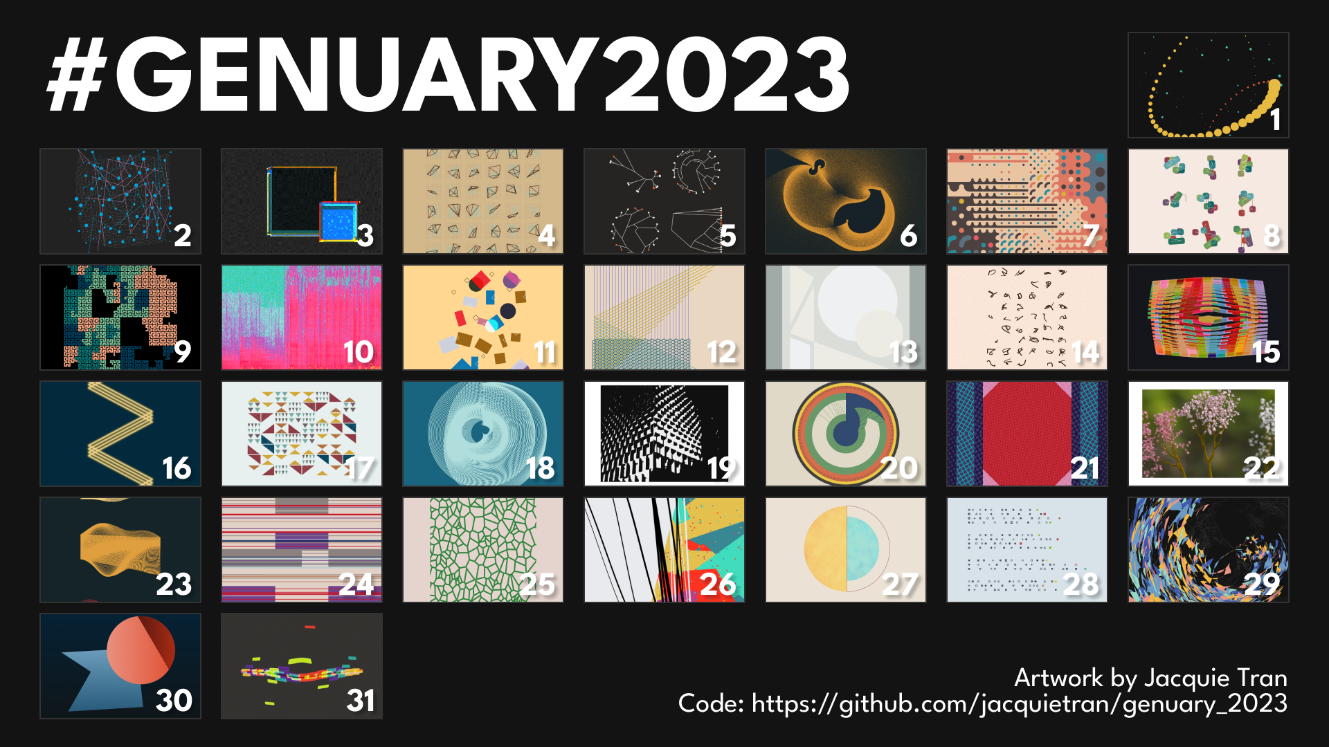 GitHub - jacquietran/genuary_2023: Generative art made for Genuary 2023 ...