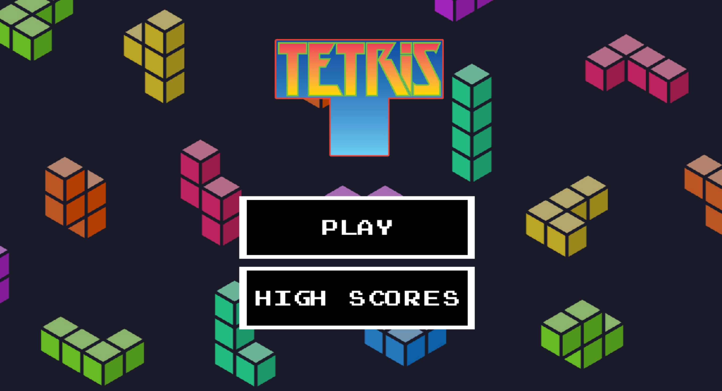 Tetris main menu page