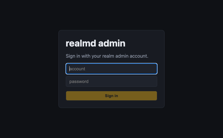 realmd admin - login